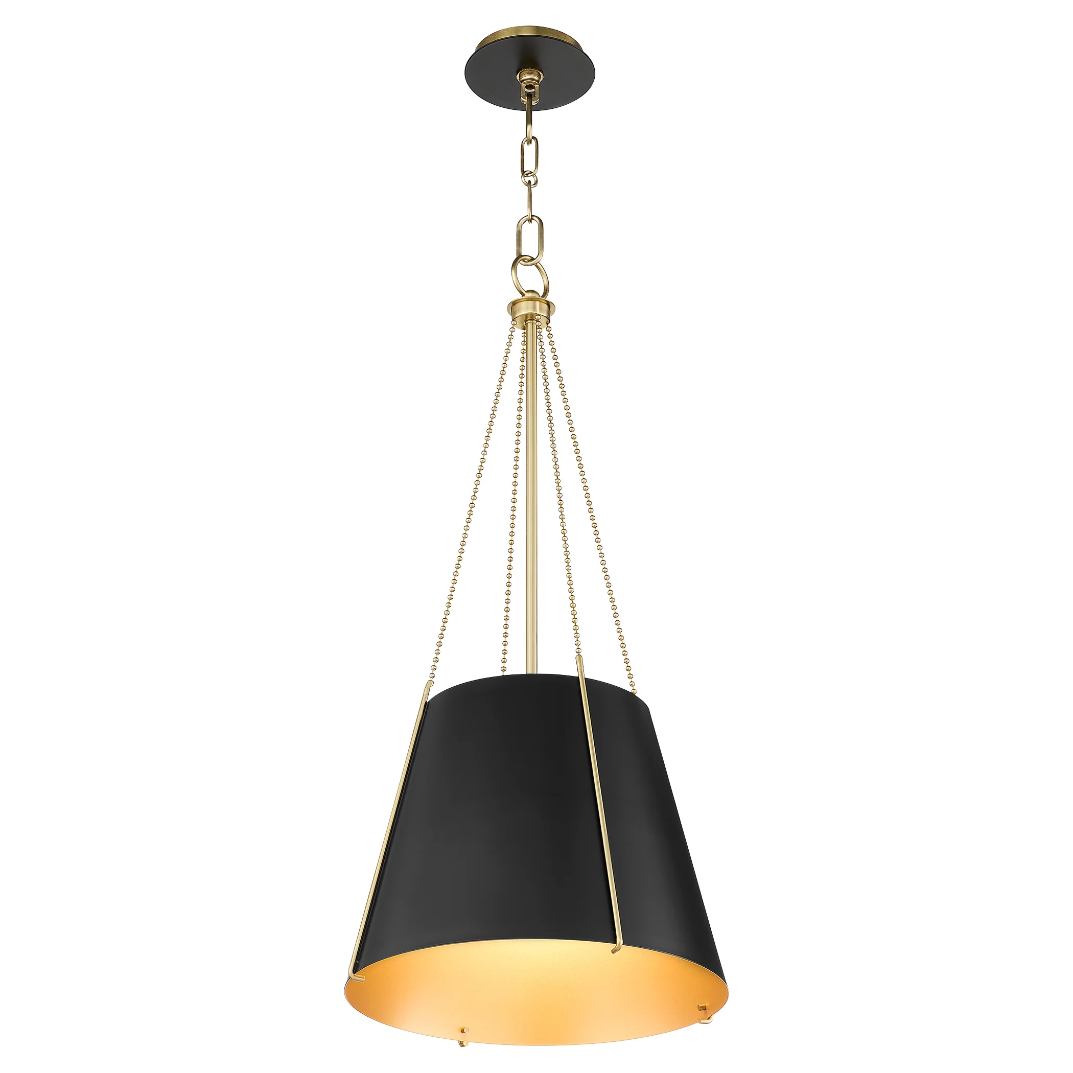 Denise 1-light Pendant Matte Black w/ Aged Brass - Image 2