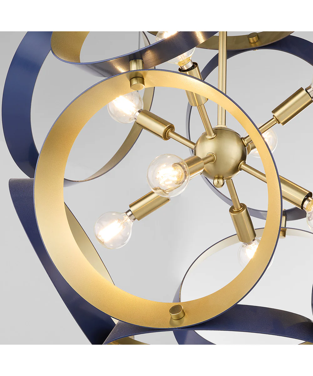 Domain 8-light Pendant Blue|Aged Brass - Image 3