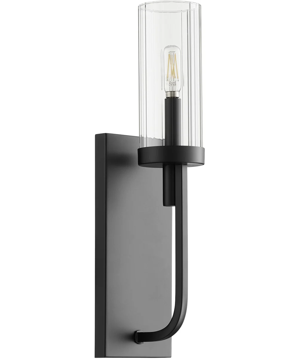 Ladin 1-light Wall Mount Light Fixture Textured Black w/ Clear Glass