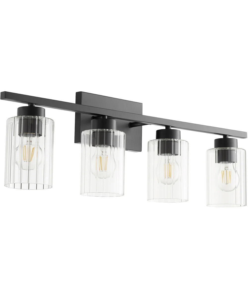 Ladin 4-light Bath Vanity Light Textured Black w/ Clear Glass