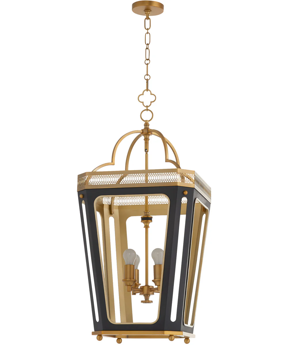 Loire 4-light Pendant Matte Black|Brushed Brass