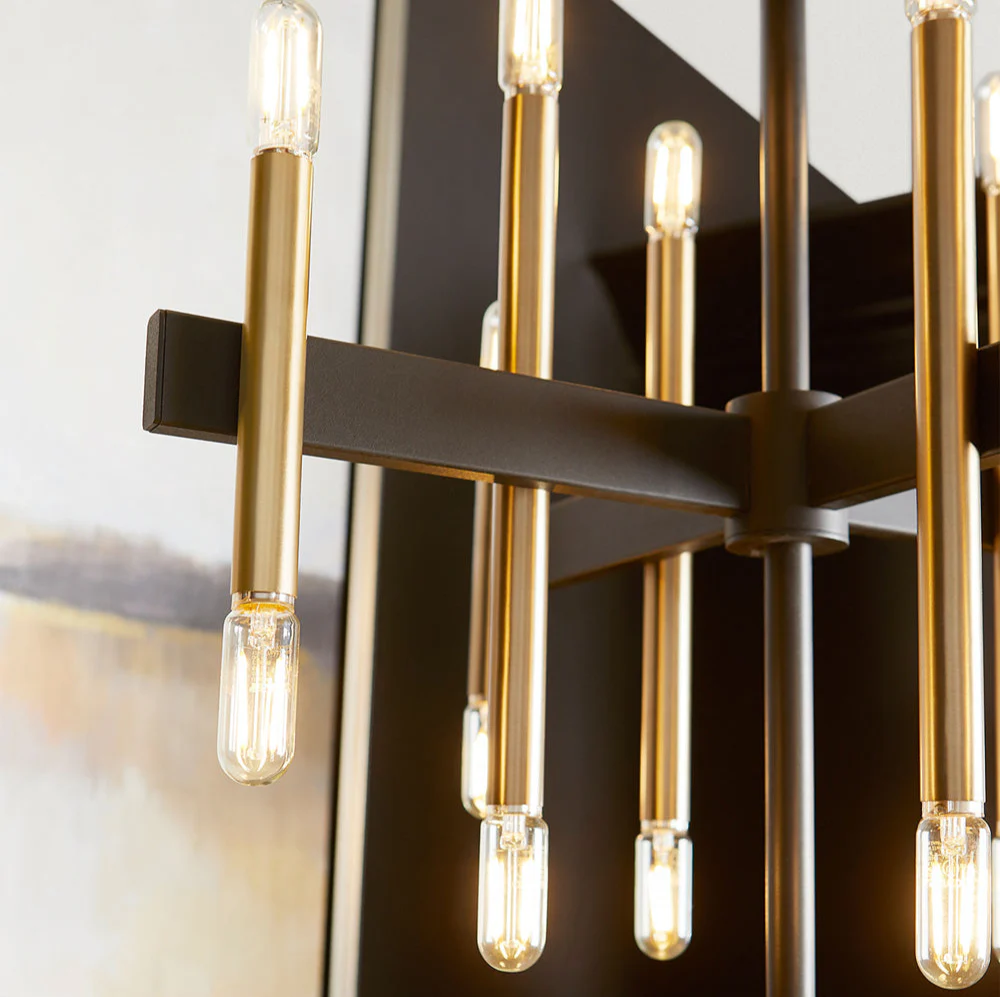 Luxe 16-light Chandelier Textured Black w/ Aged Brass - Image 4