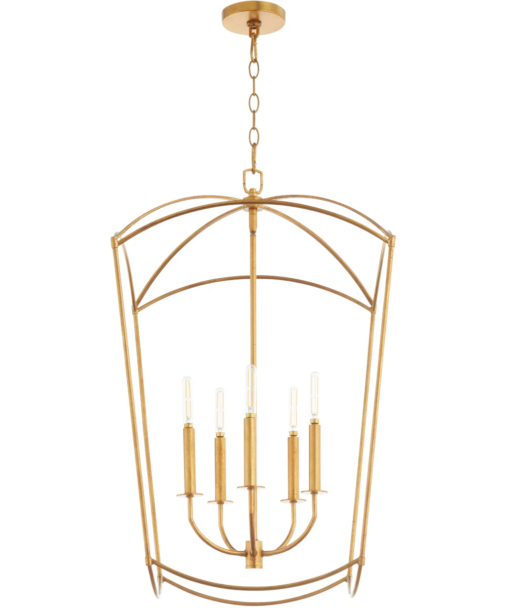 Mantle 5-light Entry Foyer Hall Chandelier Gold Leaf