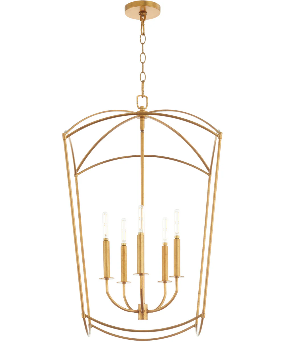 Mantle 5-light Entry Foyer Hall Chandelier Gold Leaf - Image 2