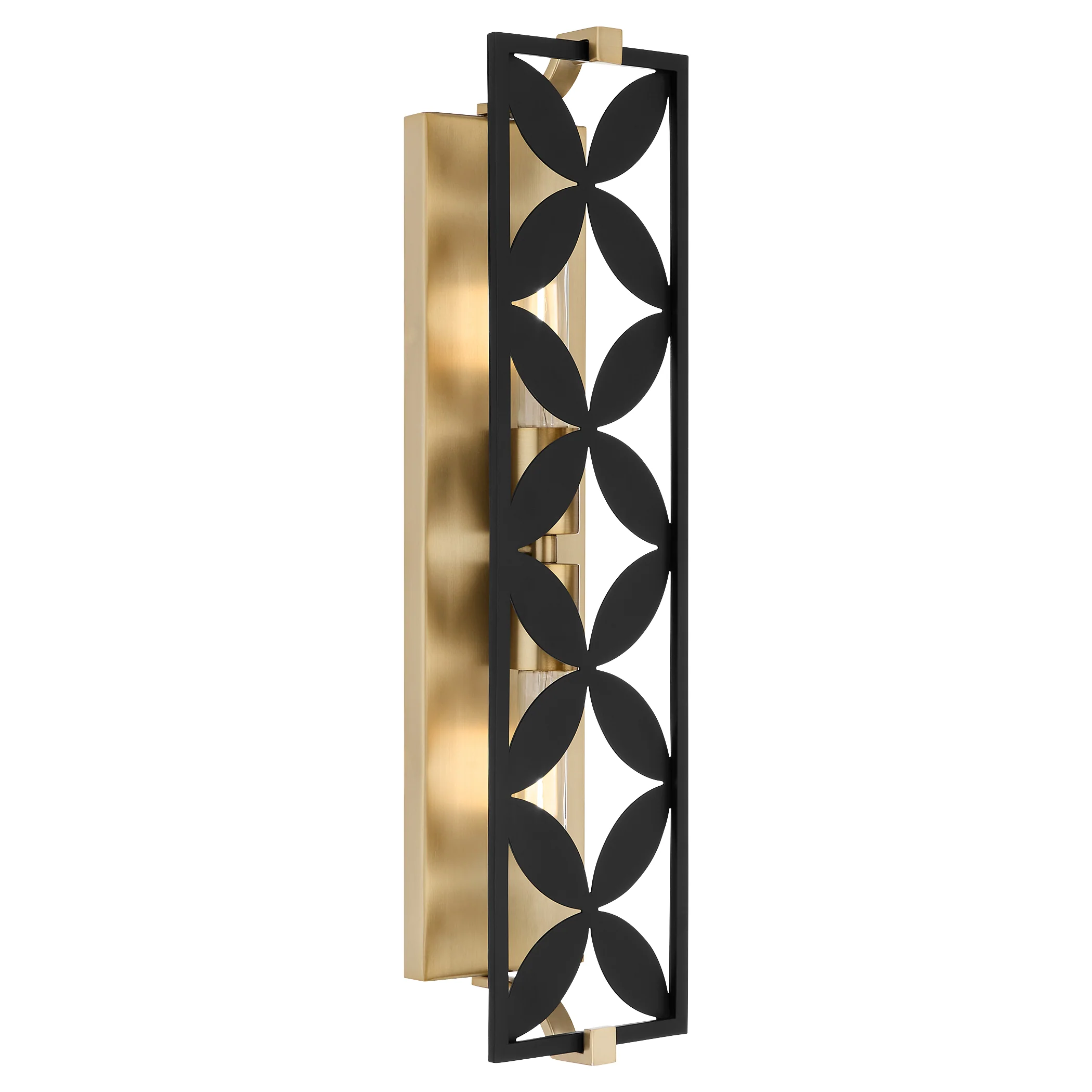 Mariposa 2-light Bath Vanity Light Matte Black w/Aged Brass - Image 2
