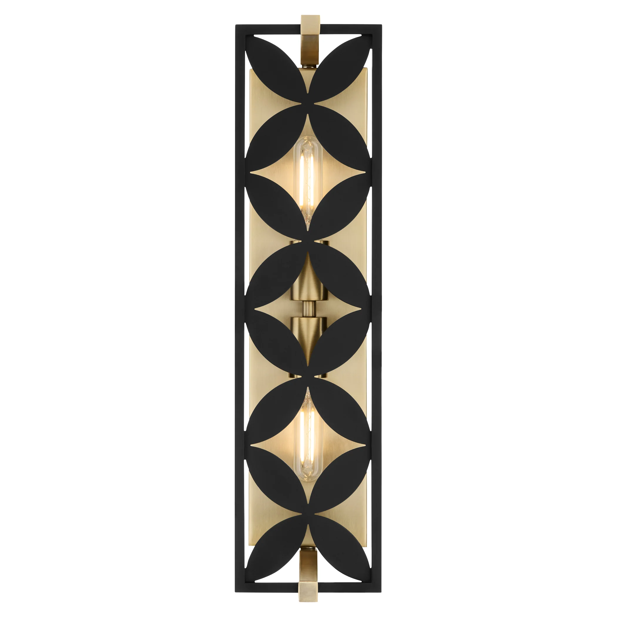 Mariposa 2-light Bath Vanity Light Matte Black w/Aged Brass - Image 3