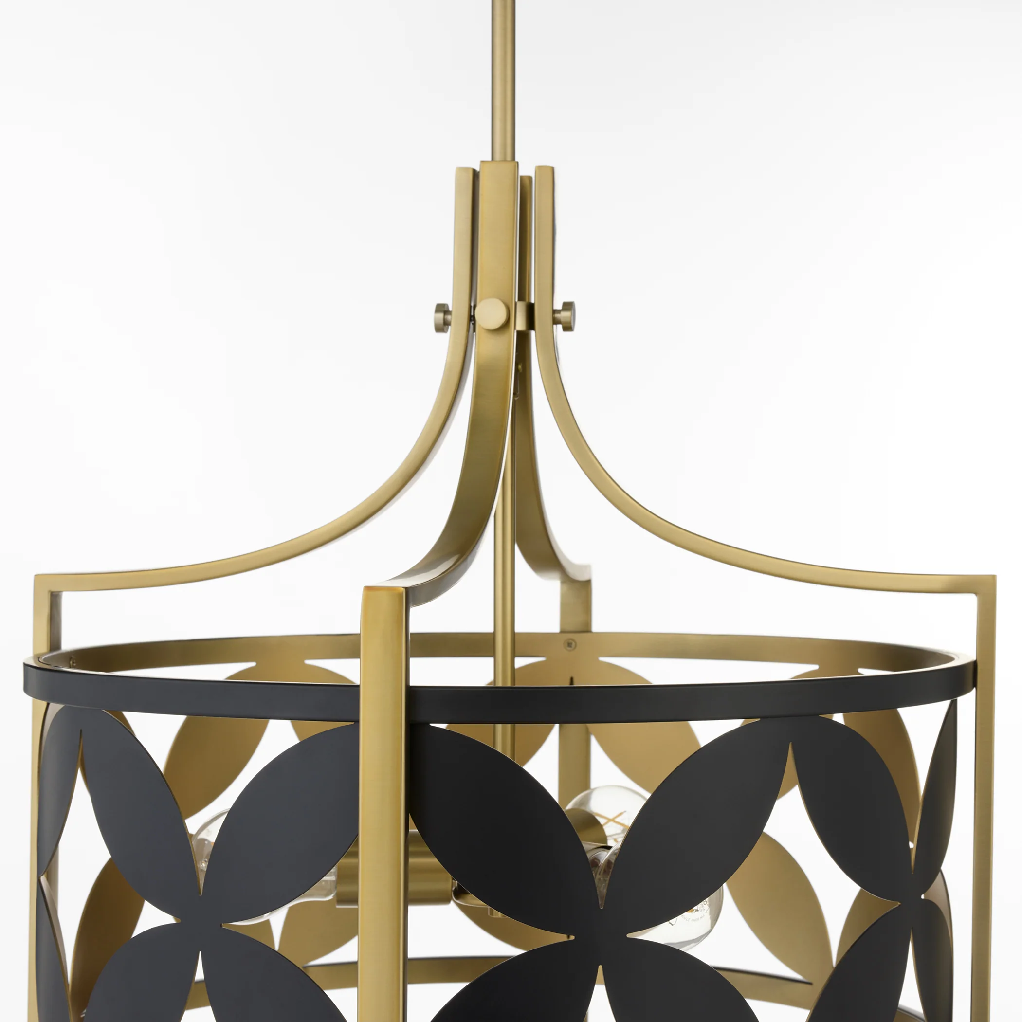 Mariposa 3-light Pendant Matte Black w/Aged Brass - Image 3