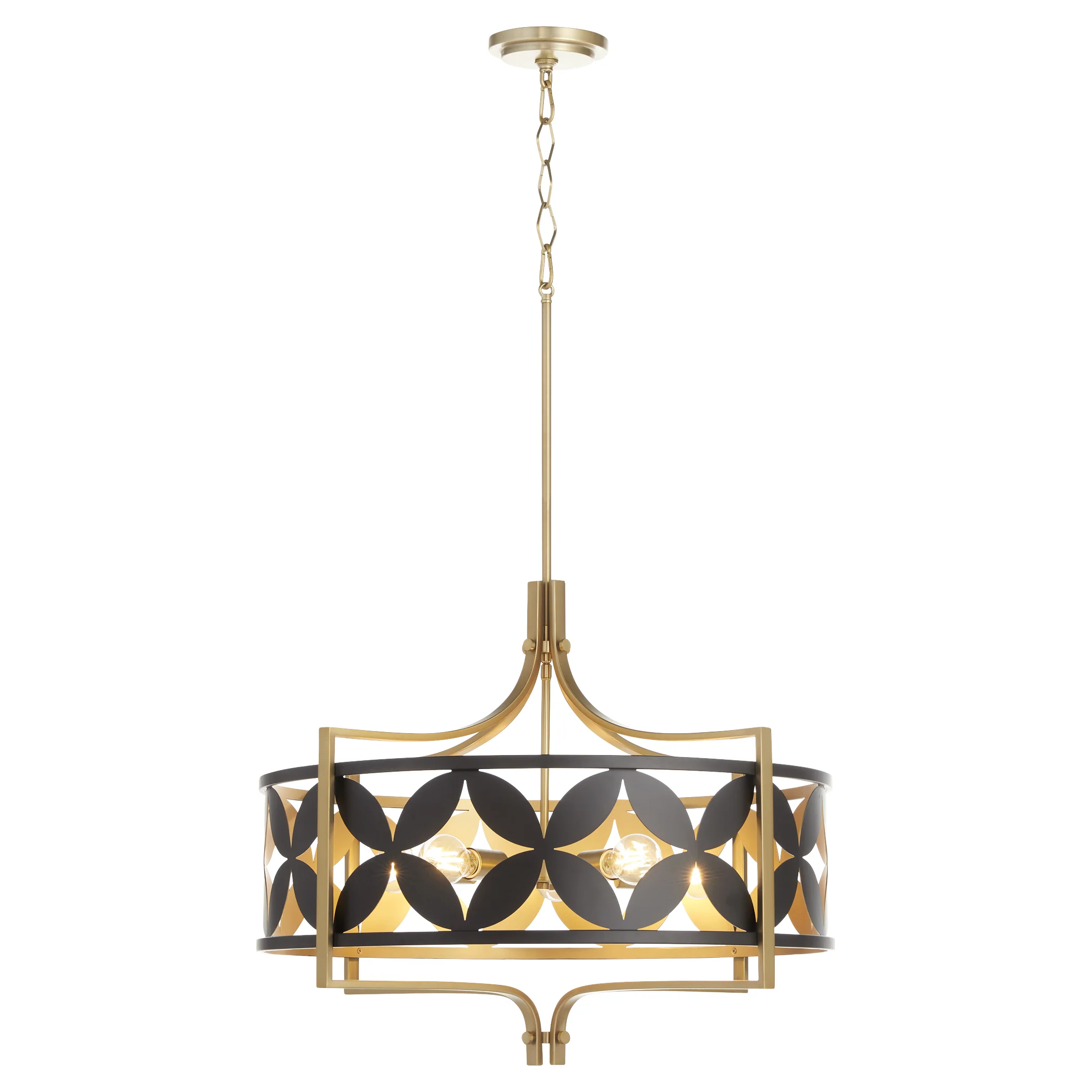 Mariposa 5-light Pendant Matte Black w/Aged Brass - Image 2