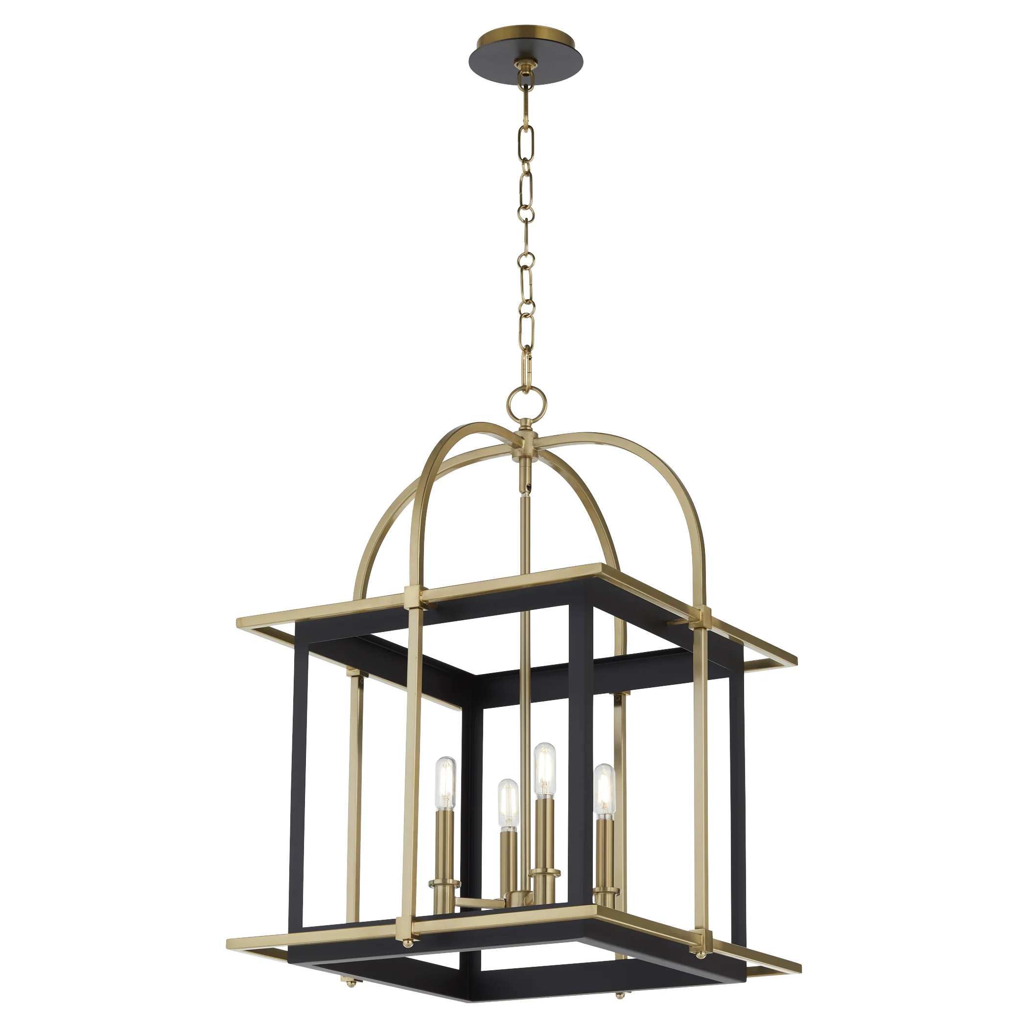 Moritz 4-light Pendant Matte Black w/Aged Brass - Image 3