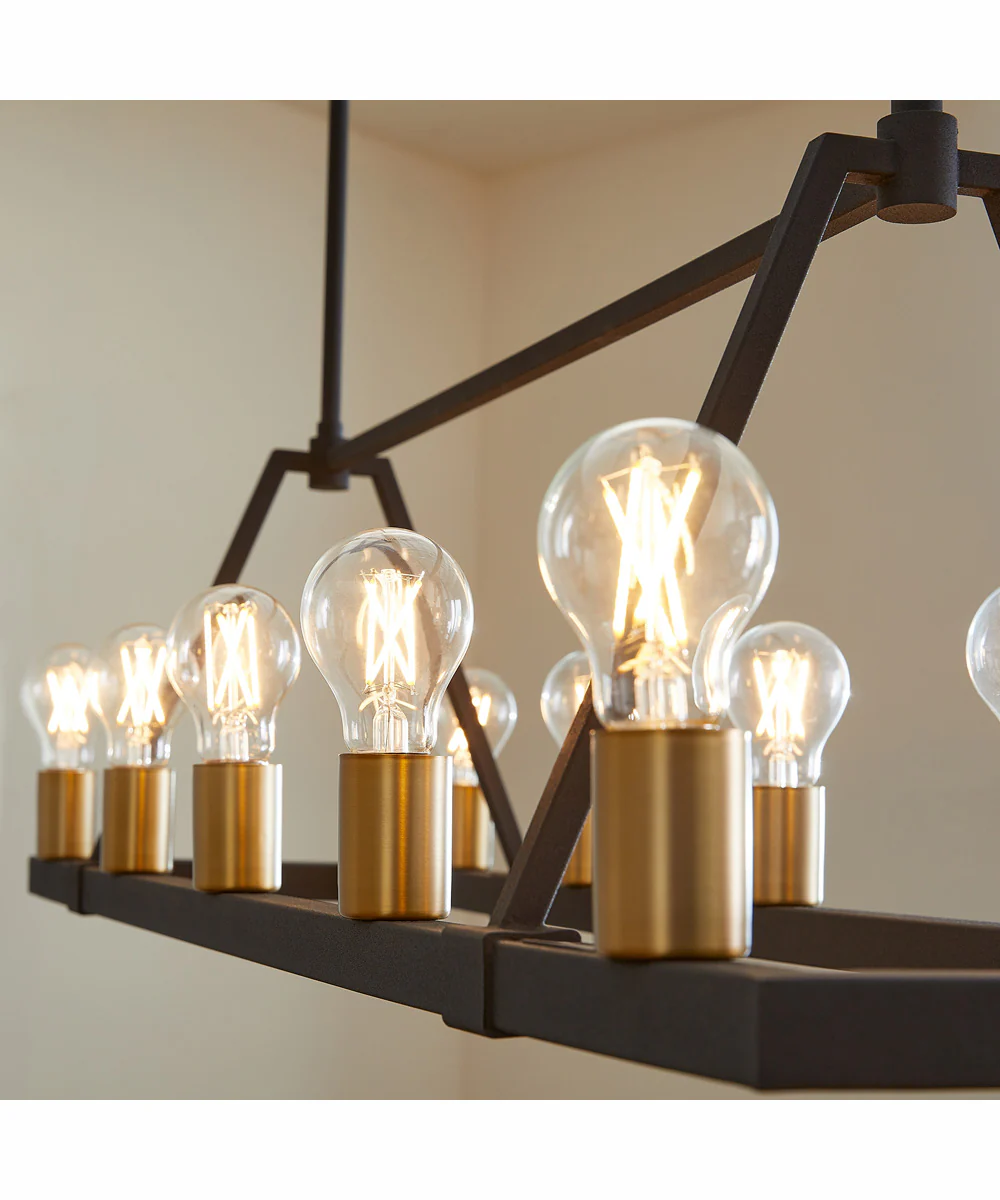 Paxton 10-light Chandelier Textured Black w/ Aged Brass - Image 2