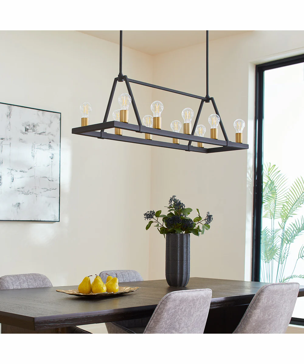 Paxton 10-light Chandelier Textured Black w/ Aged Brass - Image 5