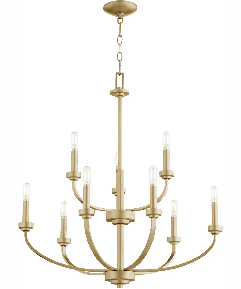 Reyes 9-light Chandelier Aged Brass - Image 2
