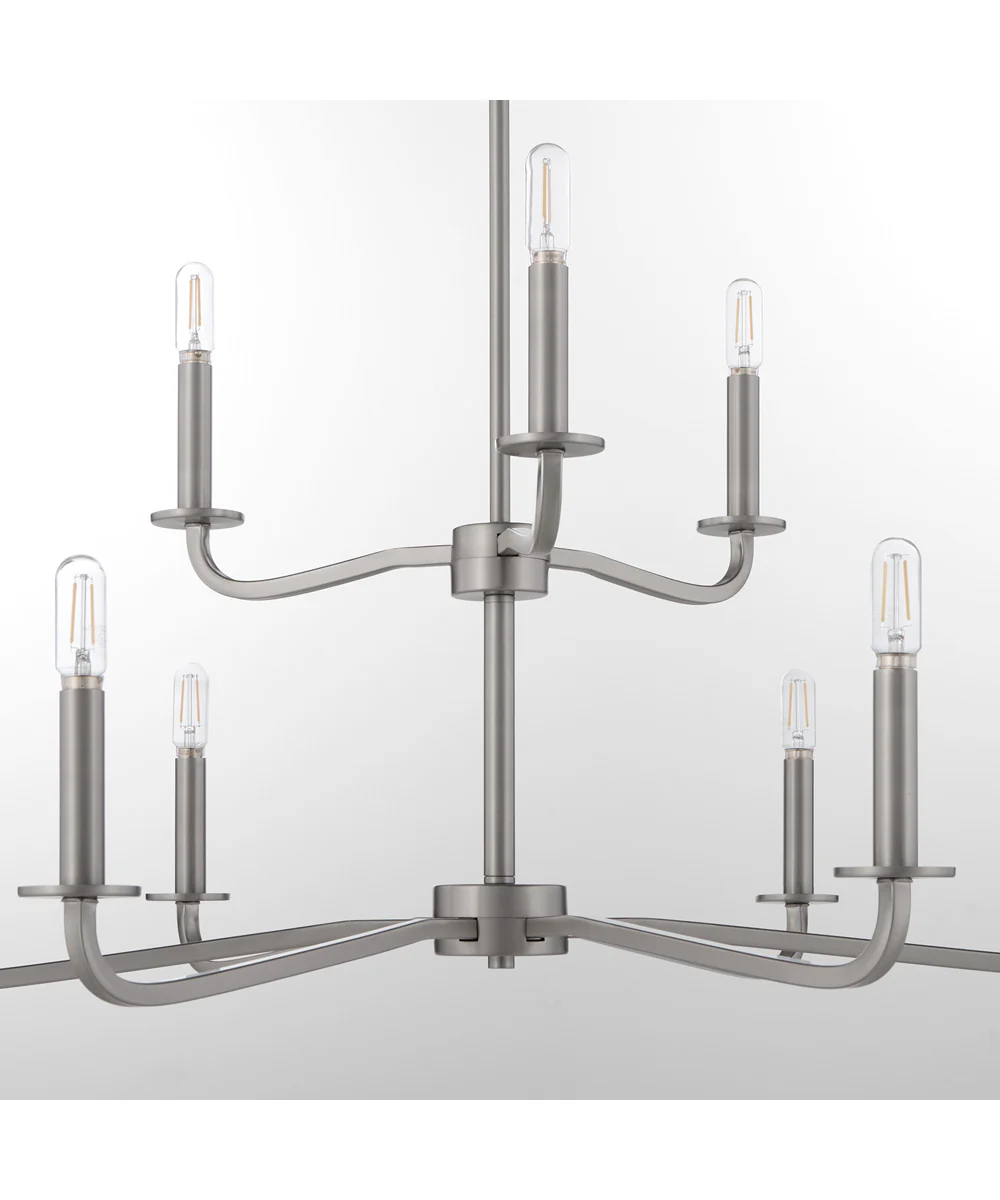Rutherford 9-light Chandelier Satin Nickel - Image 3