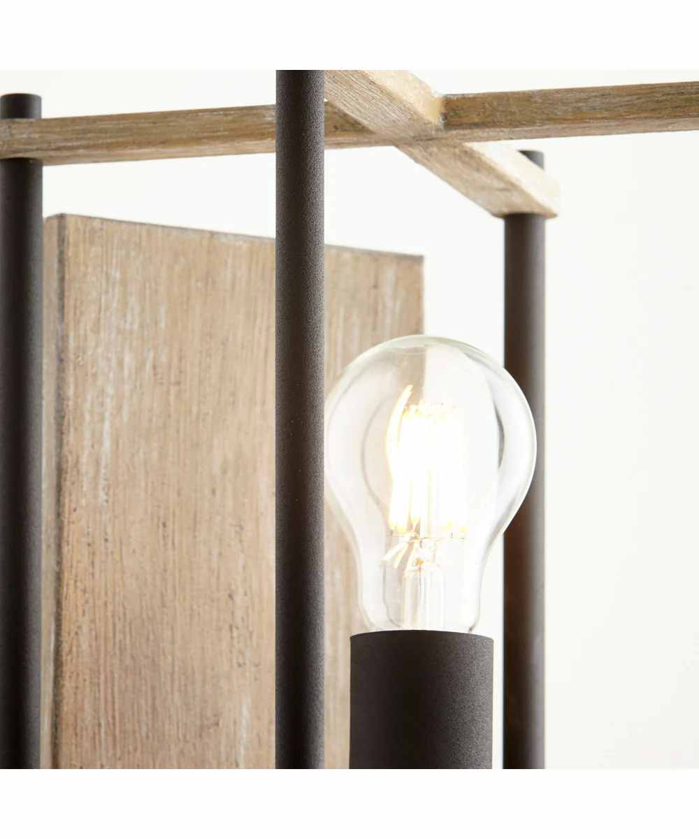 Silva 1-light Wall Mount Light Fixture Textured Black w/ Weathered Oak Finish - Image 2