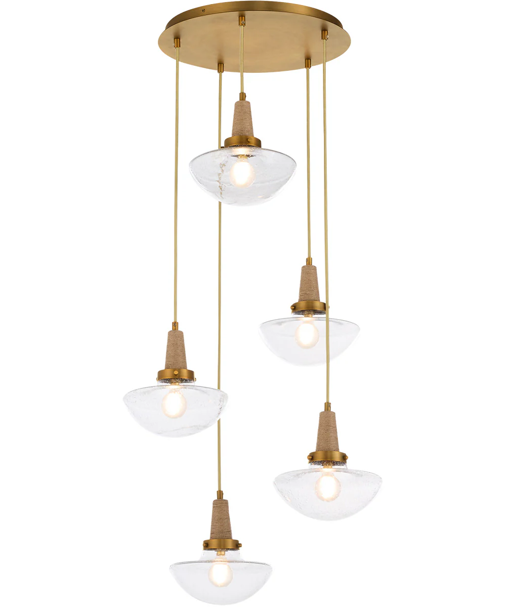 Stockport 5-light Pendant Brushed Brass - Image 2