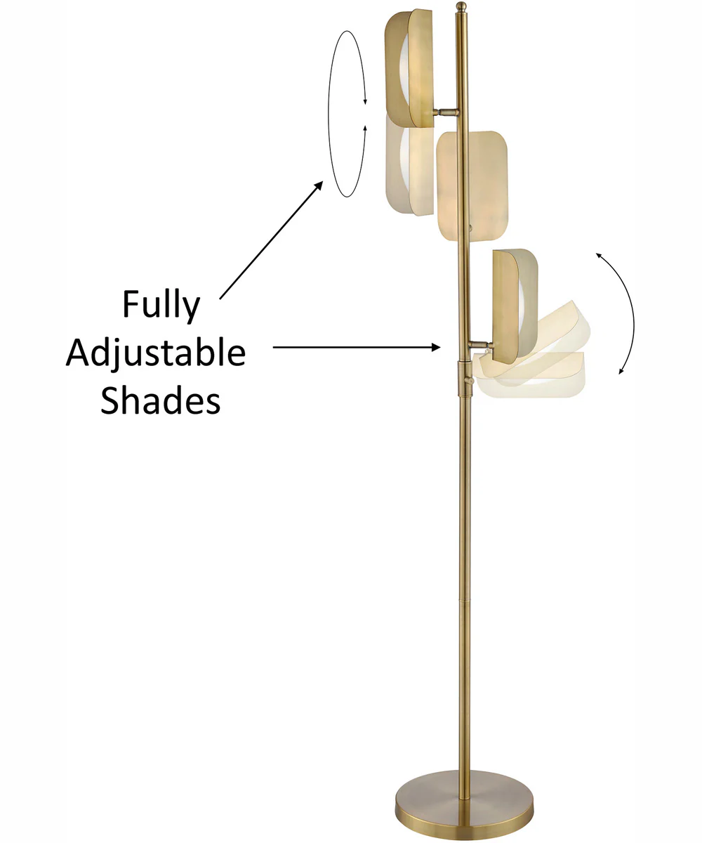 Qwin 3-Light Led 3-Light Floor Lamp Antique Brass/White Acrylic Shade - Image 5