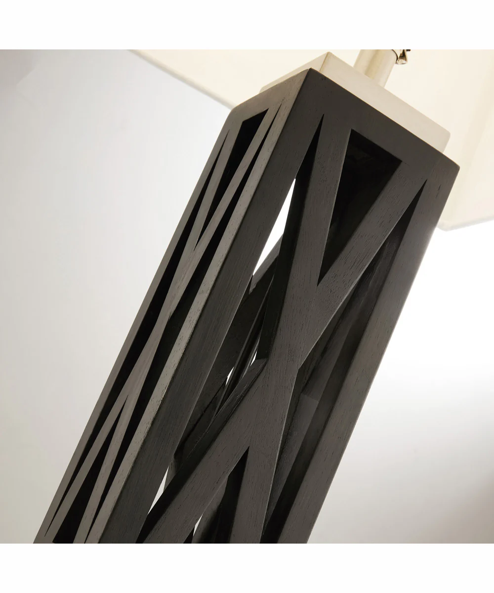 Ravenswood 1-Light Table Lamp Brushed Nickel/D.Walnut Wood/White Linen Shade - Image 2