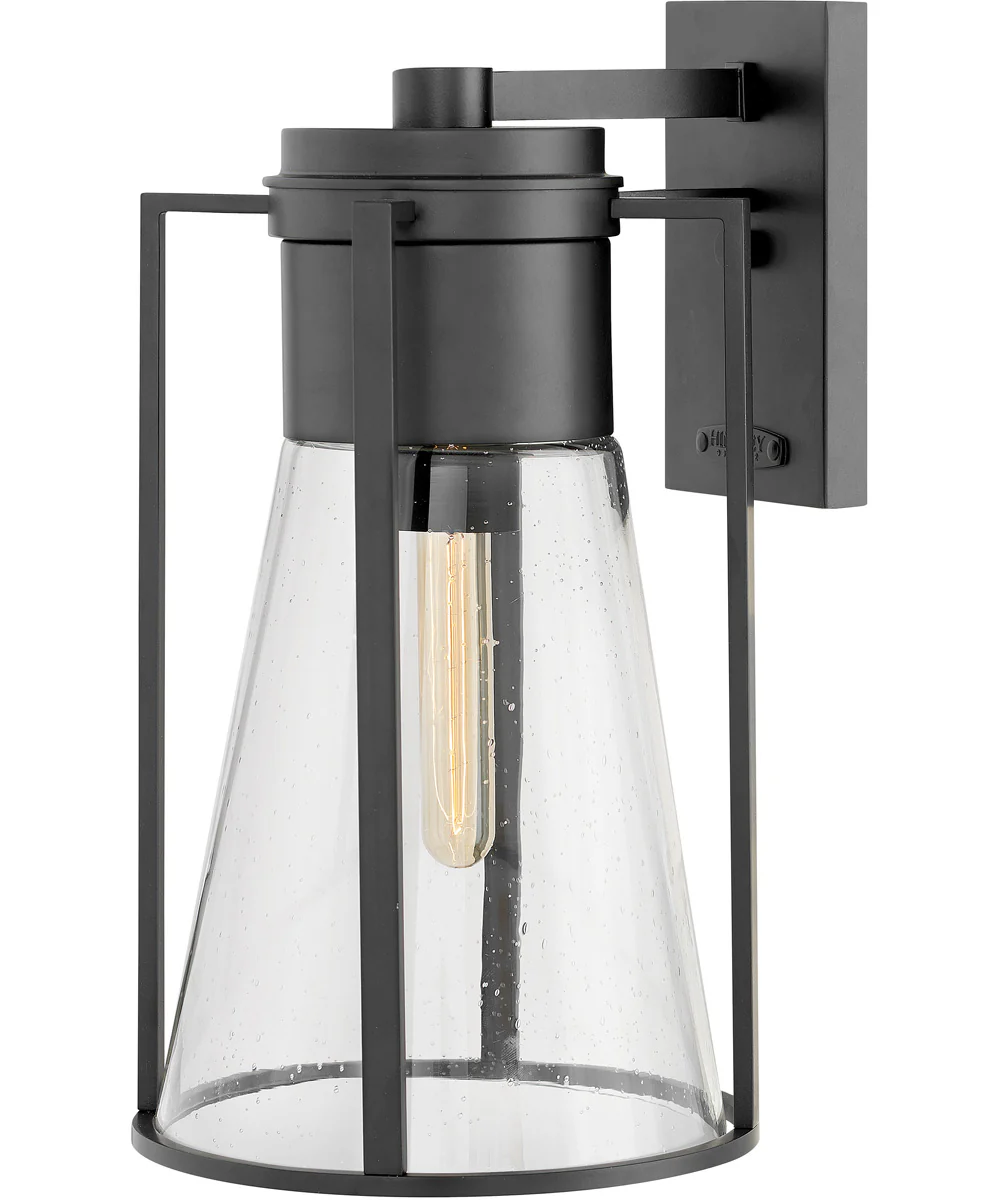 Refinery 1-Light Large Outdoor Wall Mount Lantern in Black