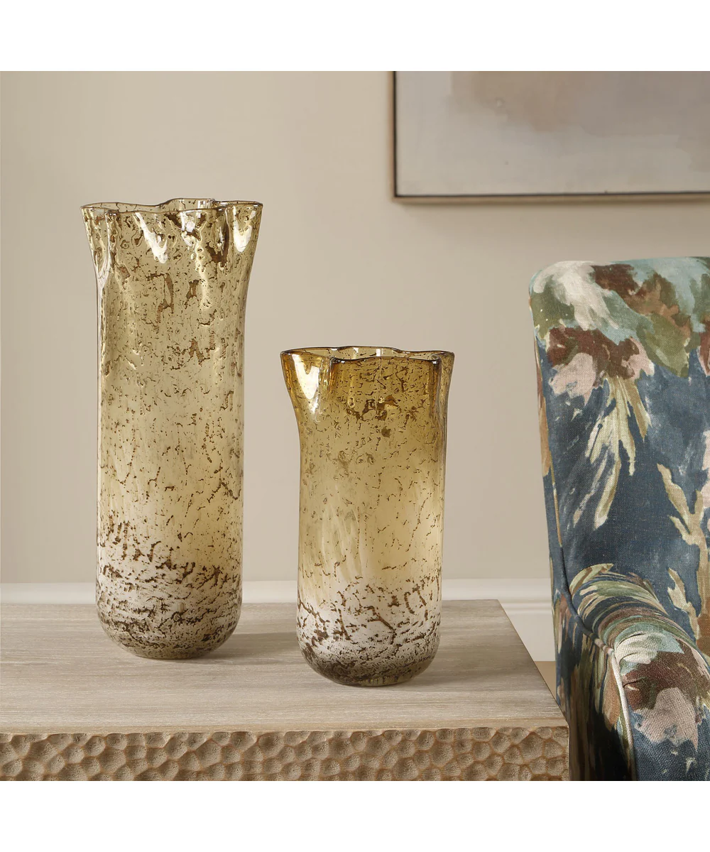 Rhine Seeded Glass Vases Set of 2 - Image 2
