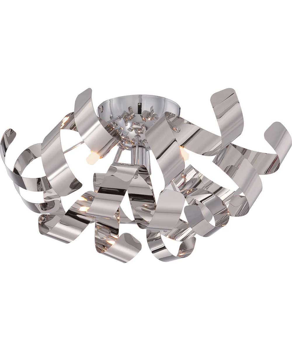 Ribbons Large 4-light Flush Mount Polished Chrome - Image 4