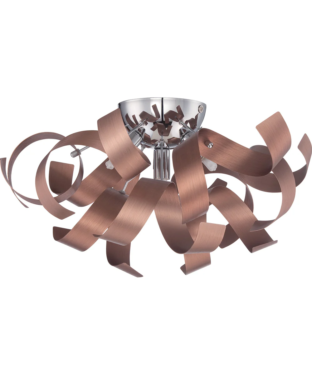 Ribbons Large 4-light Flush Mount Satin Copper - Image 3