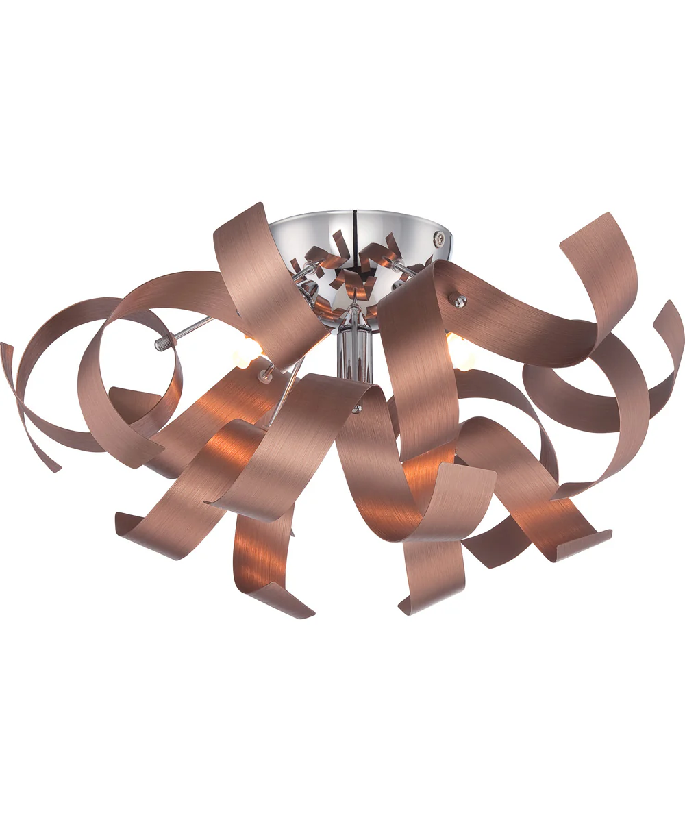 Ribbons Large 4-light Flush Mount Satin Copper - Image 4