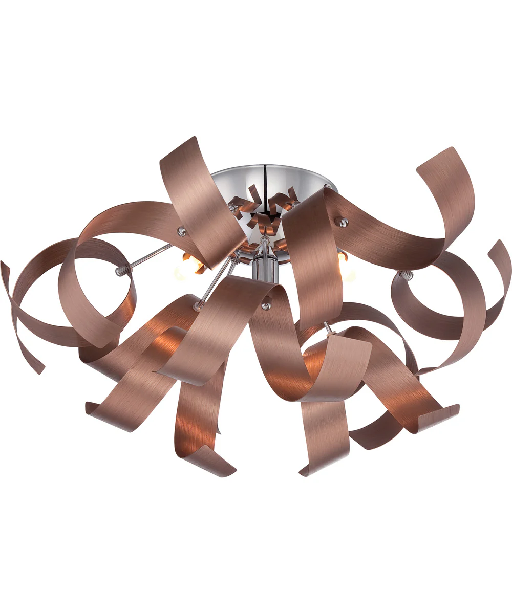 Ribbons Large 4-light Flush Mount Satin Copper - Image 5