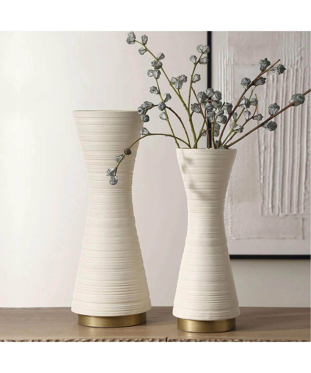Ridgeline White Vases, Set of 2 - Image 2