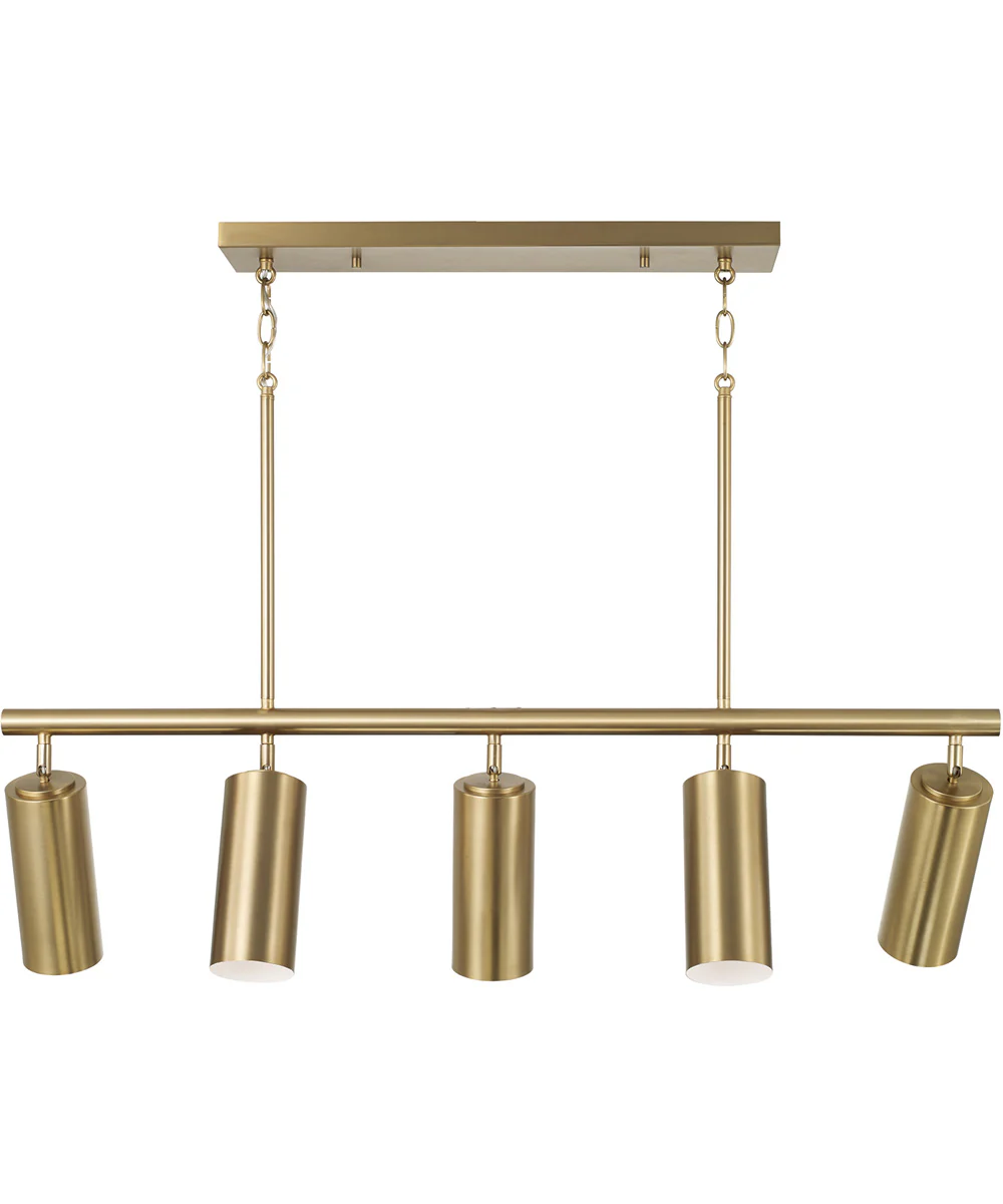 Robbie 5 -Light-Linear Chandelier Aged Brass