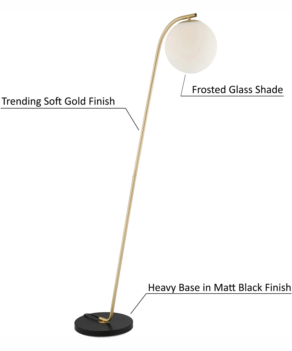 Roden 1-Light Floor Lamp Gold/Frost Glass Shade - Image 5