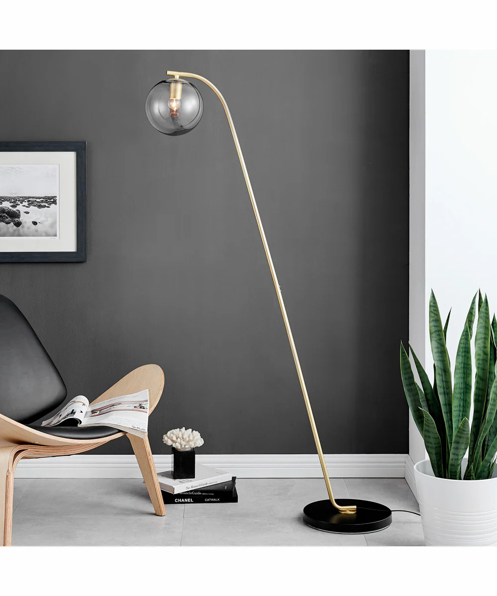 Roden 1-Light Floor Lamp Gold/Smoke Glass Shade - Image 3