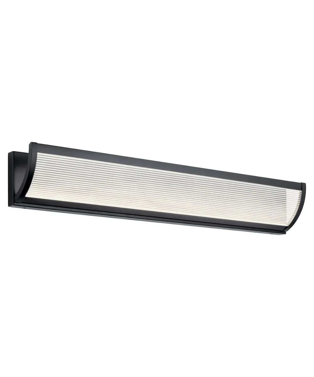 Roone 34"W 1-Light LED Vanity Bath Light Matte Black Finish, Clear Ribbed Shade by Kichler
