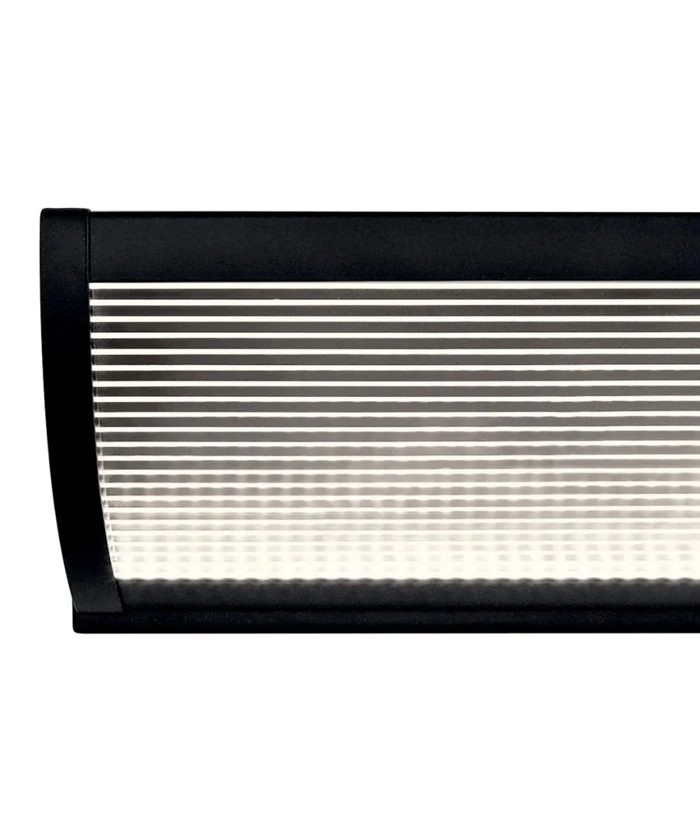 Roone 34"W 1-Light LED Vanity Bath Light Matte Black Finish, Clear Ribbed Shade by Kichler - Image 4