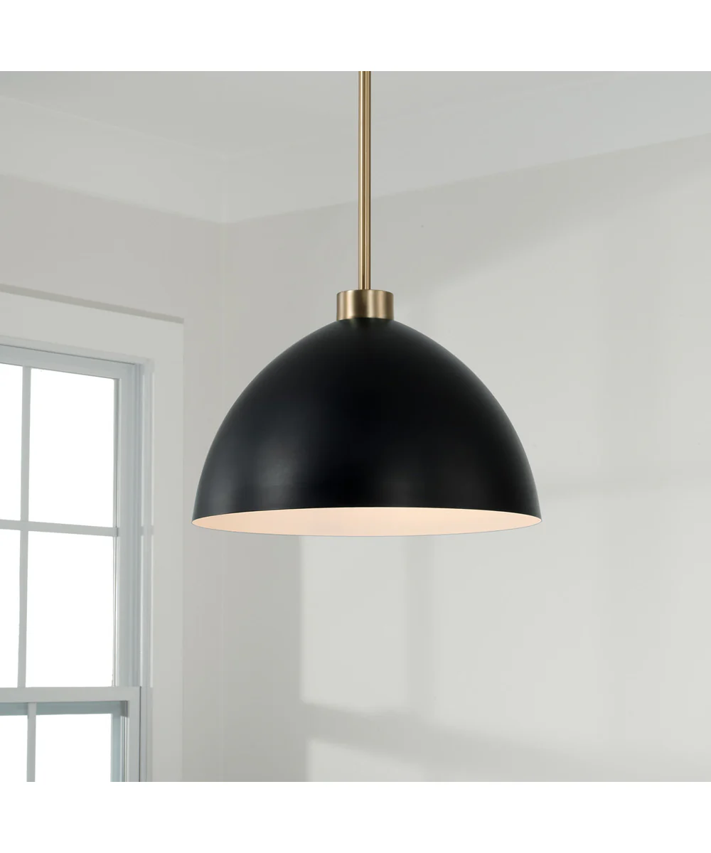 Ross 1-Light Pendant Aged Brass and Black - Image 2