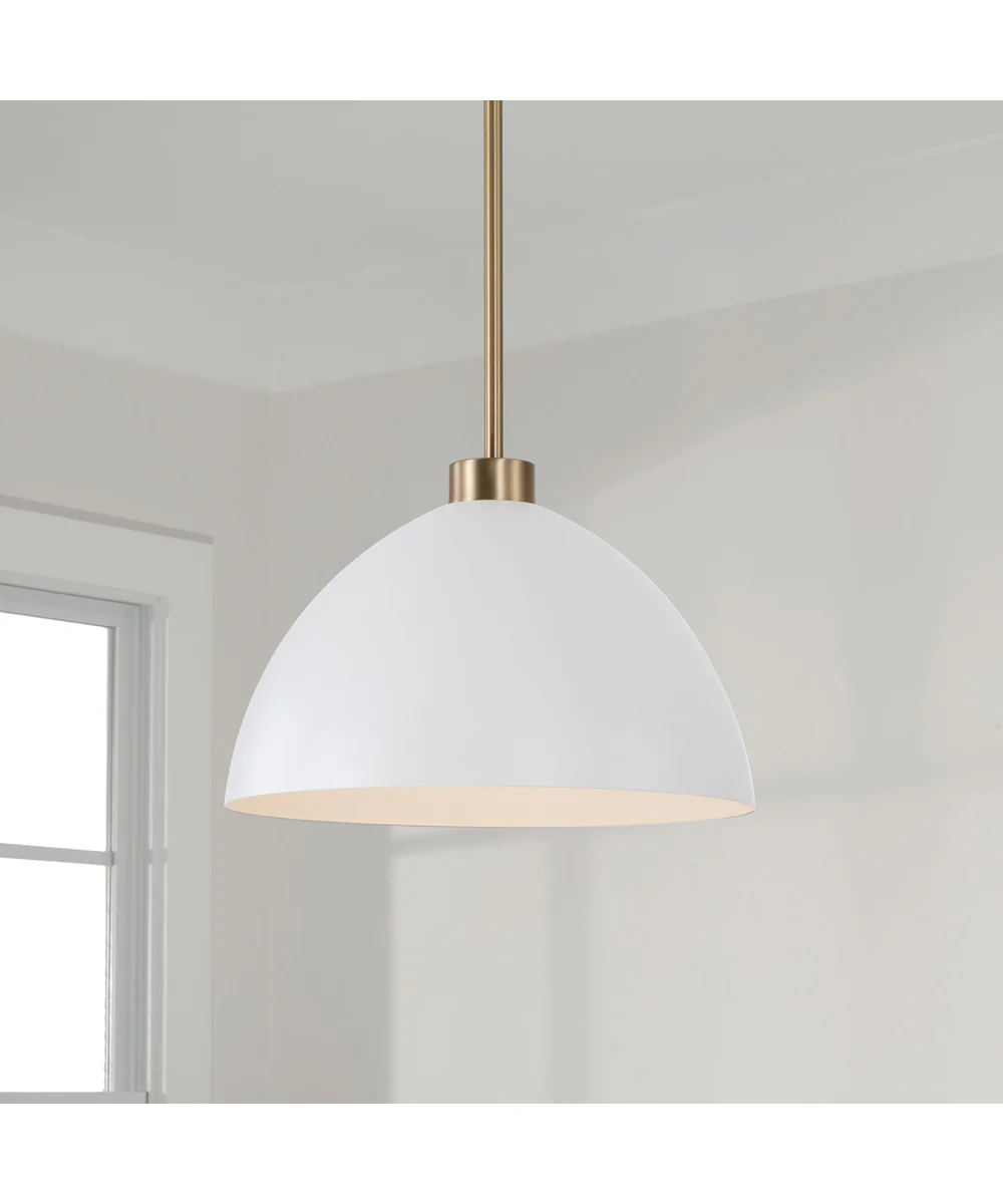Ross 1-Light Pendant Aged Brass and White - Image 2