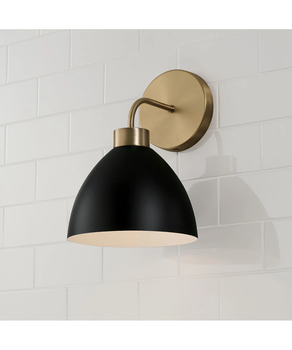Ross 1-Light Sconce Aged Brass and Black - Image 2