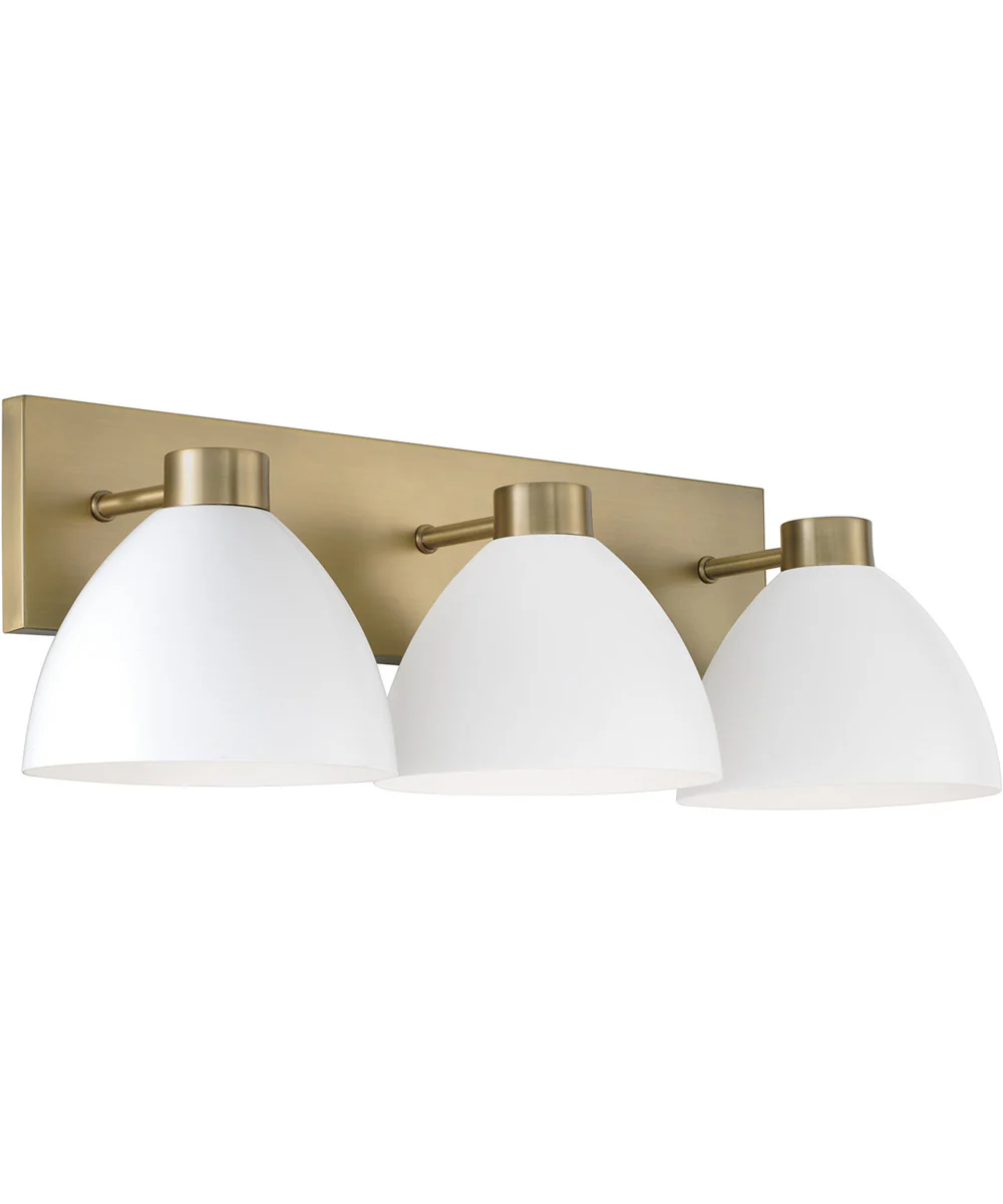 Ross 3-Light Vanity Aged Brass and White