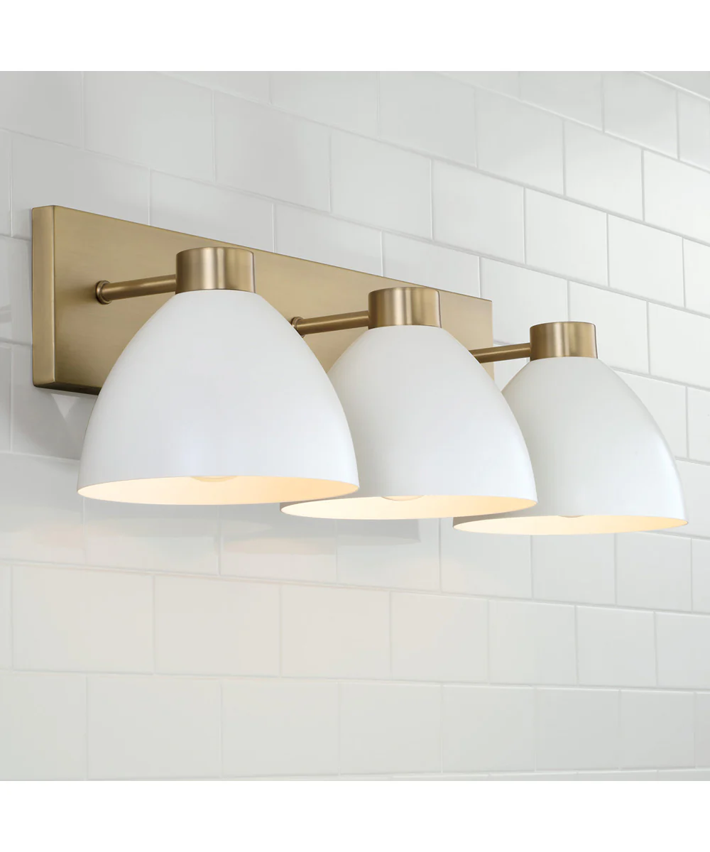 Ross 3-Light Vanity Aged Brass and White - Image 2