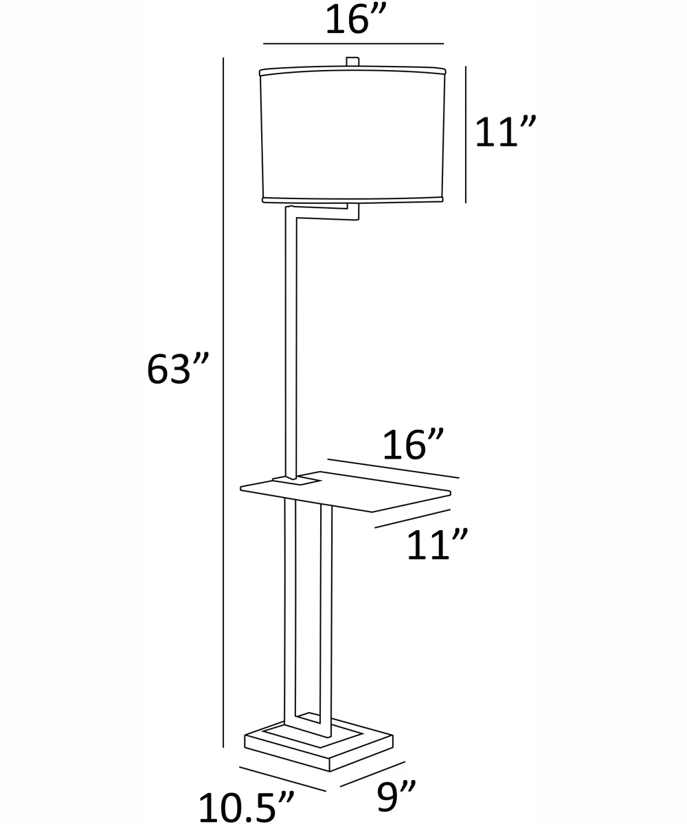 Rudko 1-Light Floor Lamp With Glass Table D.Bronze/Linen Shade - Image 4