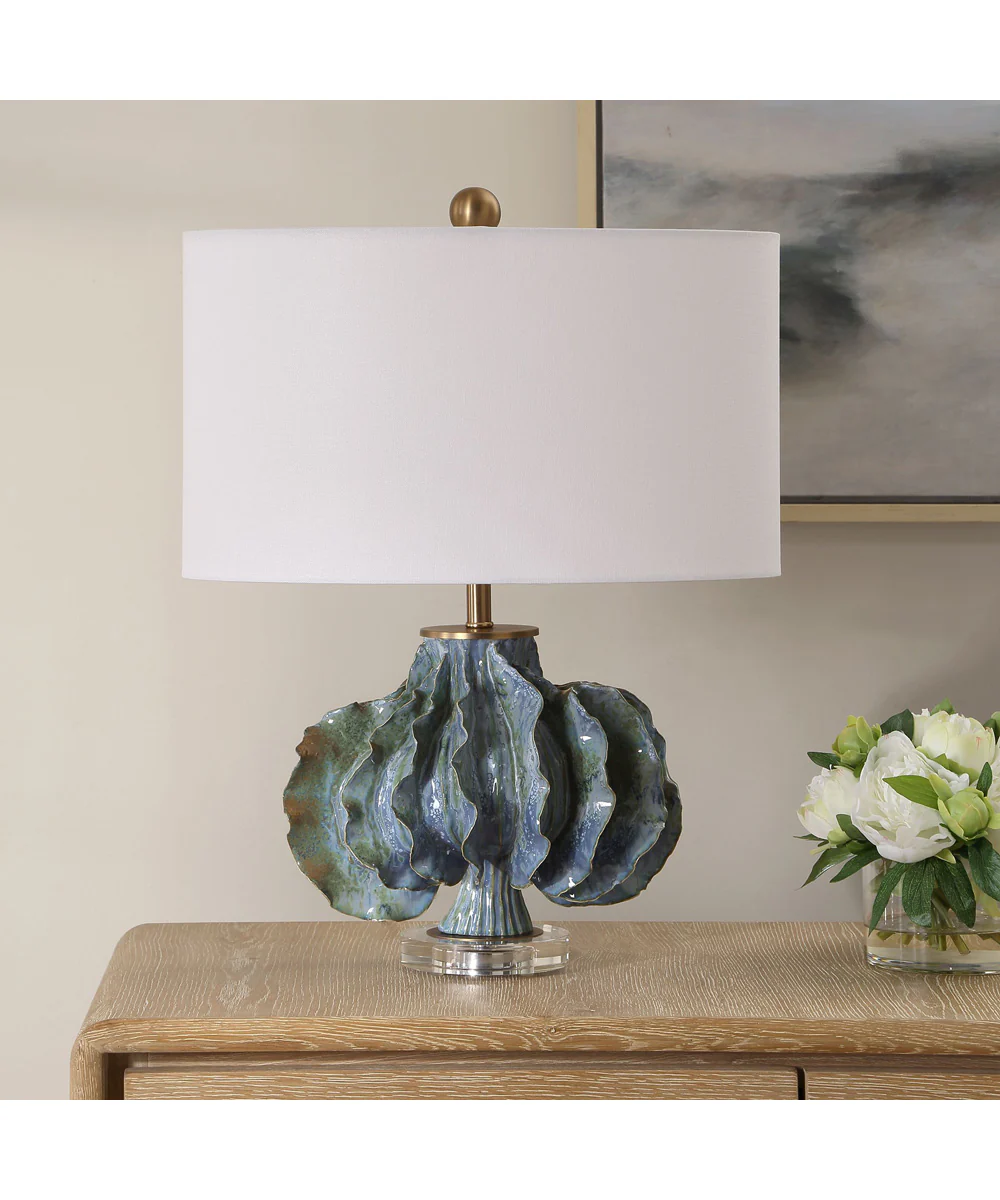 Ruffle Up Blue Green Table Lamp - Image 3