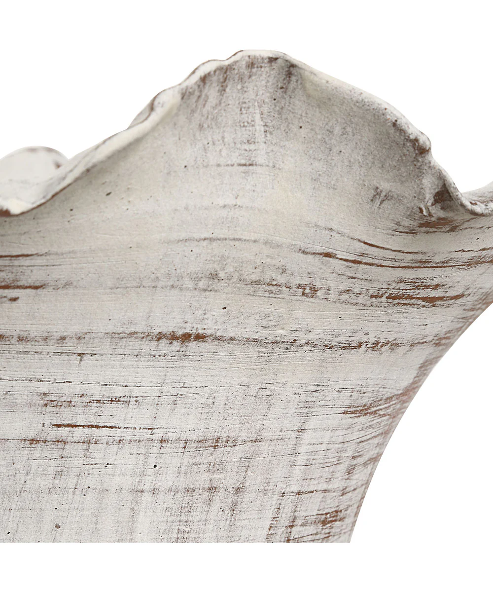 Ruffled Petal White Vases Set of 2 - Image 3
