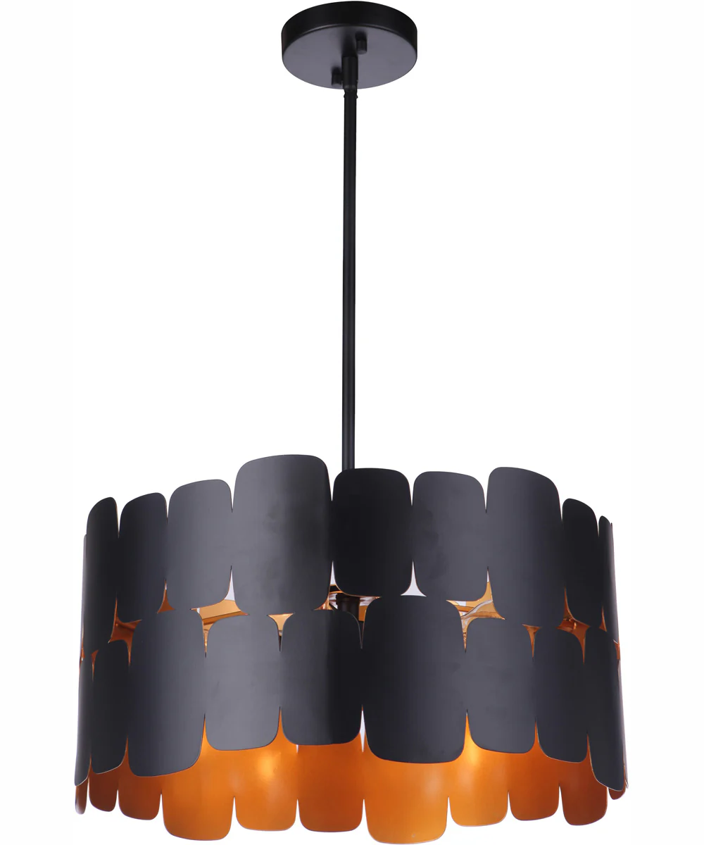 Sabrina 4-Light Pendant Flat Black / Gold Luster