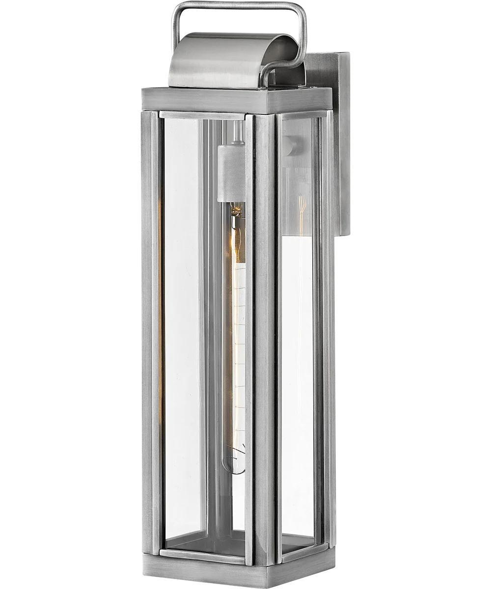 Sag Harbor 1-Light Large Outdoor Wall Mount Lantern in Antique Brushed Aluminum
