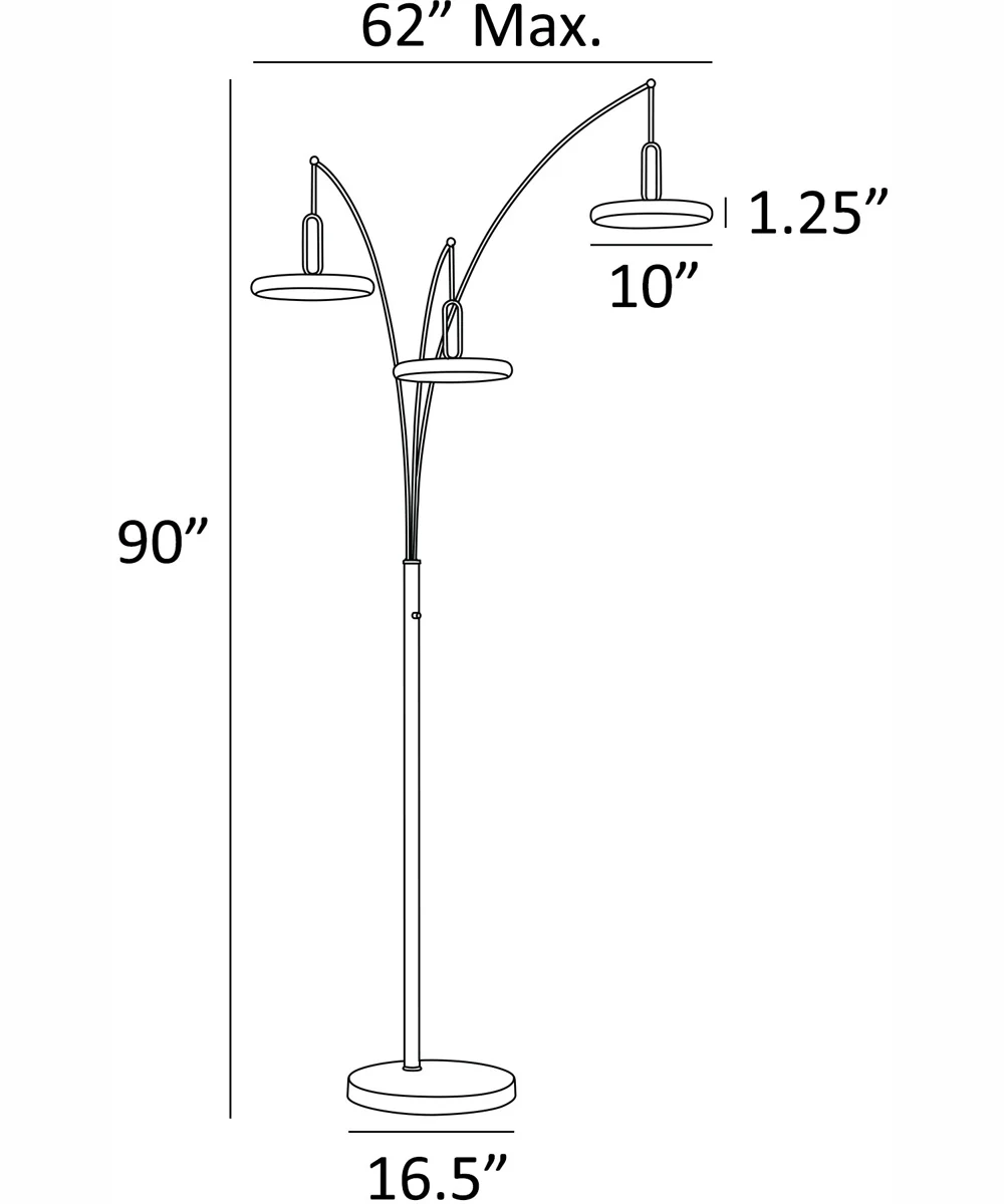 Sailee 3-Light Led 3-Light Arch Lamp Black - Image 3