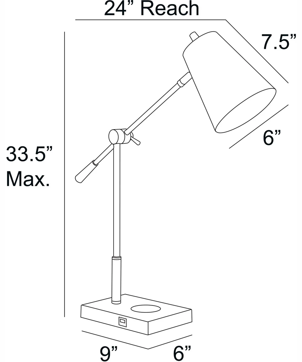 Salma 1-Light Table/Desk Lamp Antique Brass/Black - Image 4