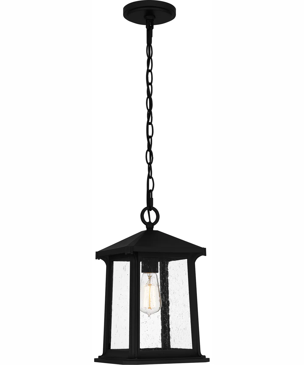 Satterfield Large 1-light Outdoor Pendant Light Coastal Armour Matte Black