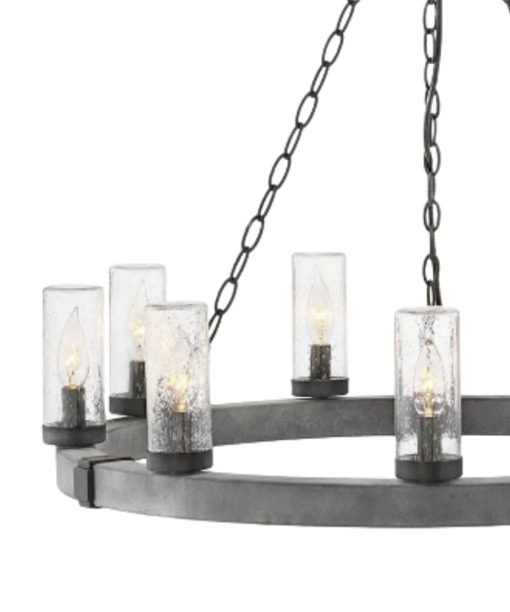 Sawyer 9-Light Large Outdoor Single Tier in Aged Zinc - Image 4