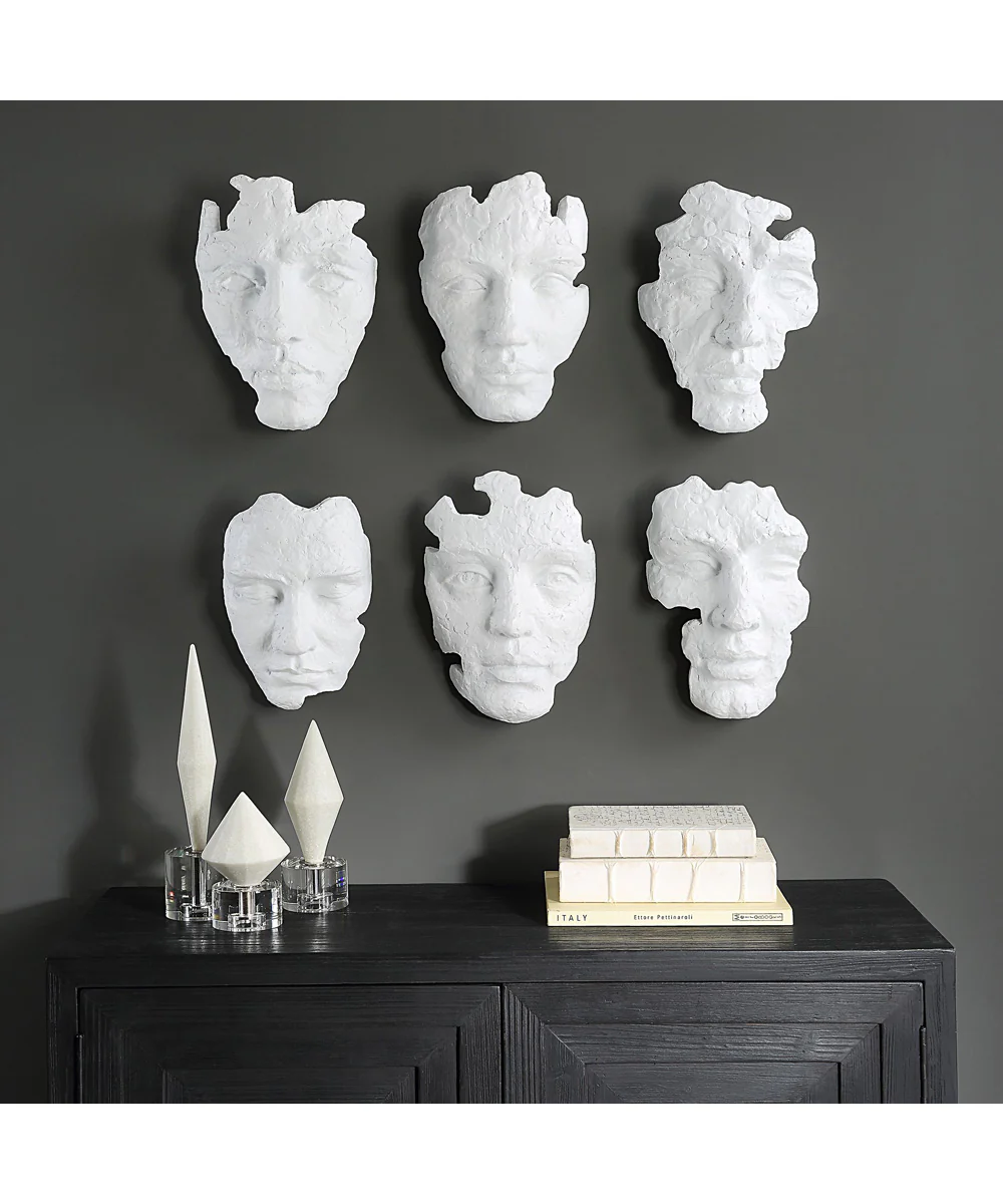 Self-Portrait White Mask Wall Decor, Set of 6 - Image 2