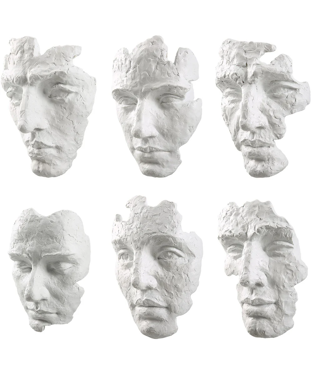 Self-Portrait White Mask Wall Decor, Set of 6 - Image 4