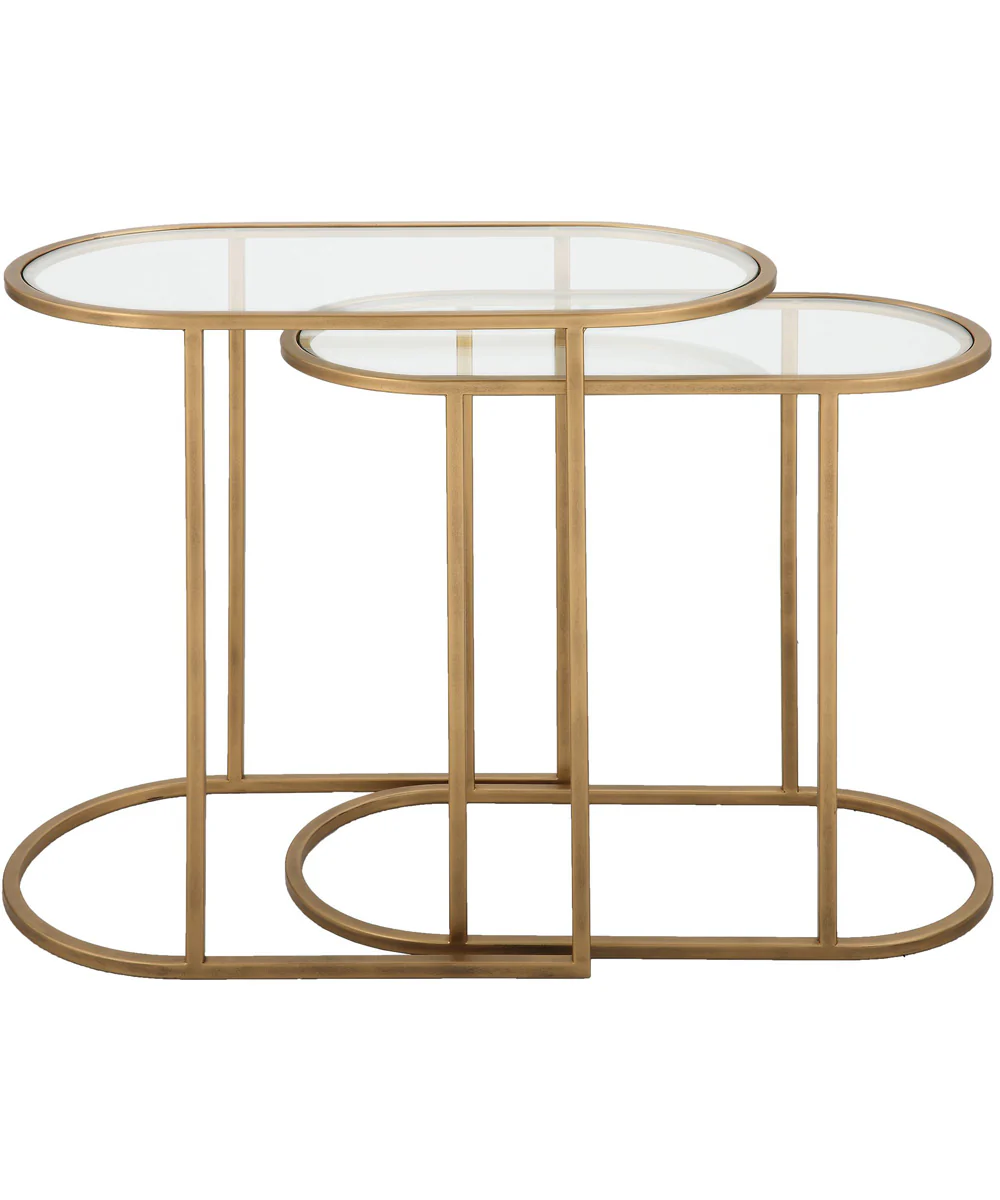 Set of Two Iron Nesting Tables in Antique Brushed Brass - Image 3